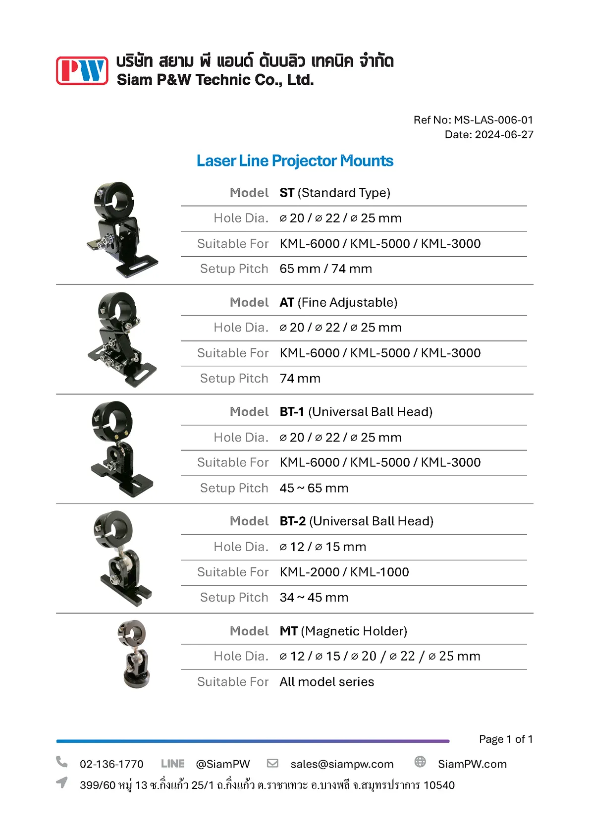 download product catalog for laser projector mounts
