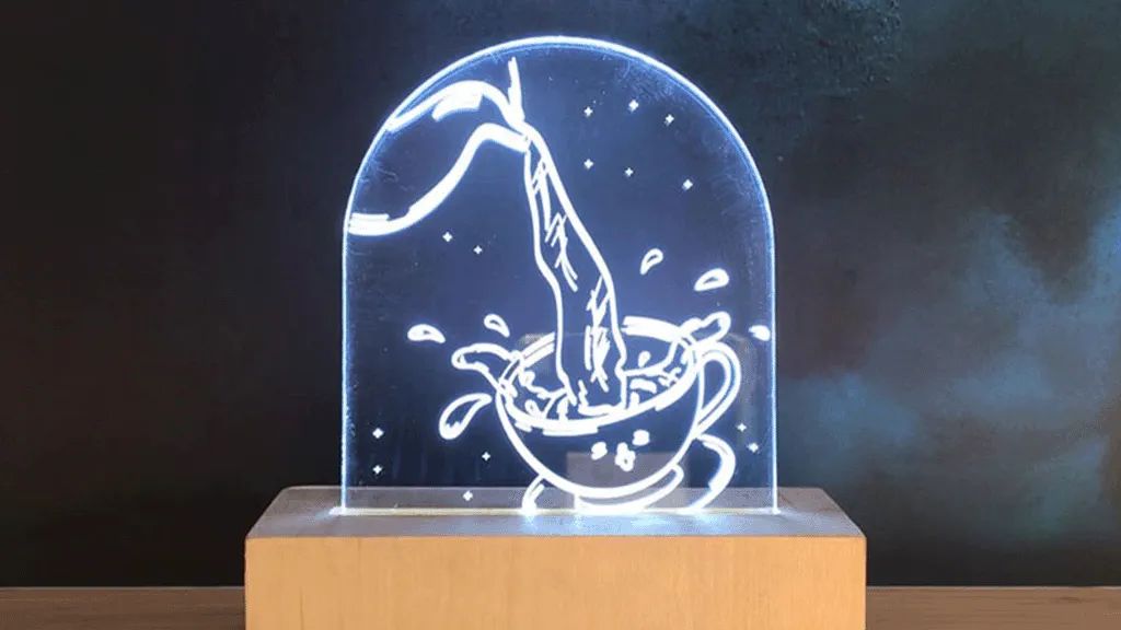 photo of acrylic signage with laser engraved graphic
