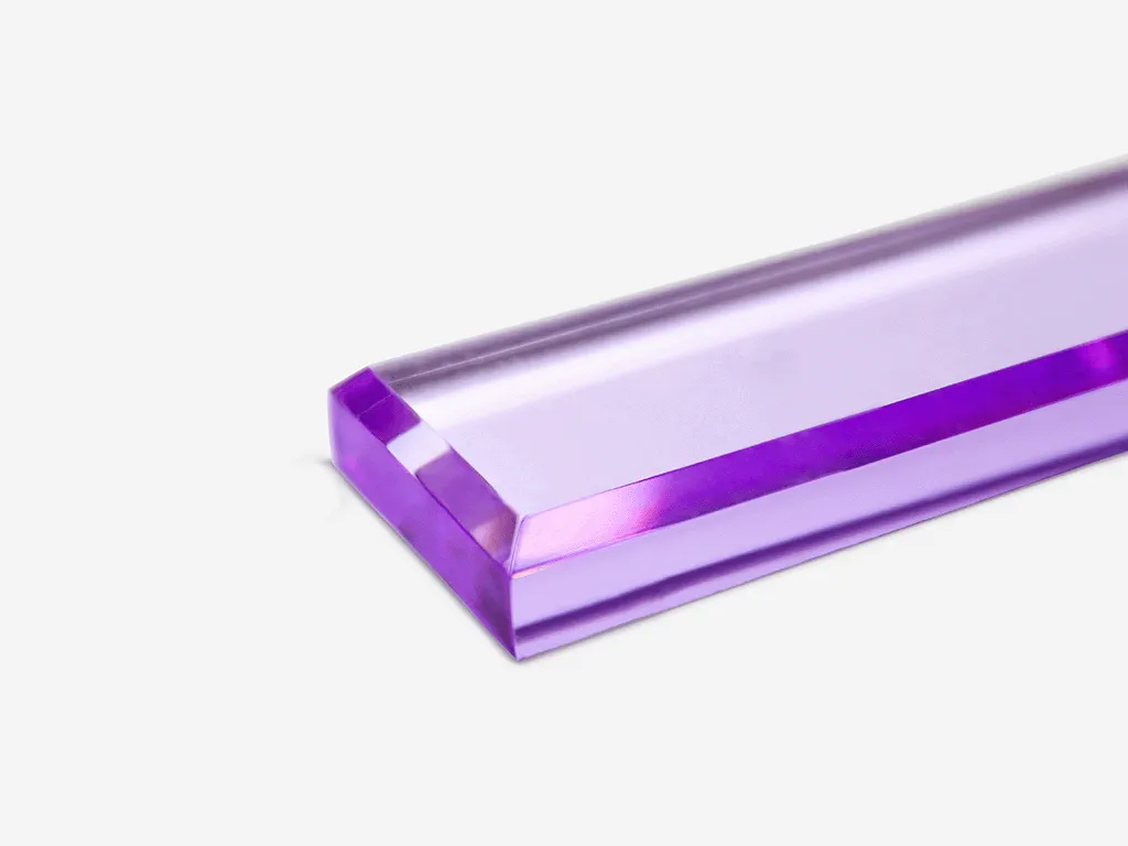 sample of acrylic with chamfered edges