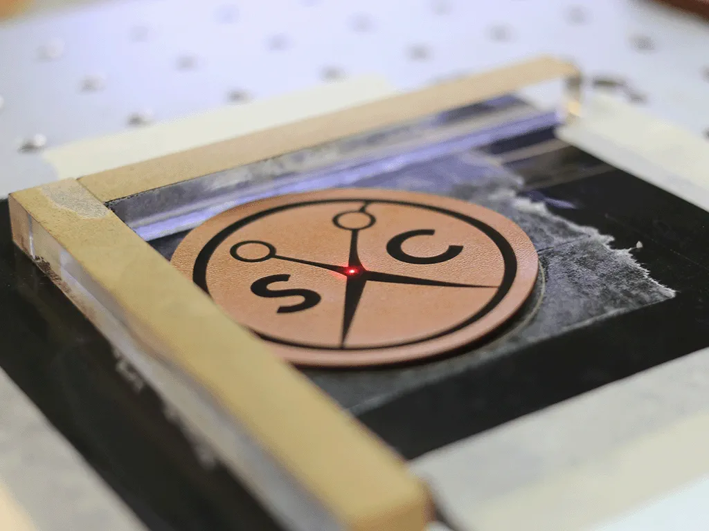 sample of laser marking on leather