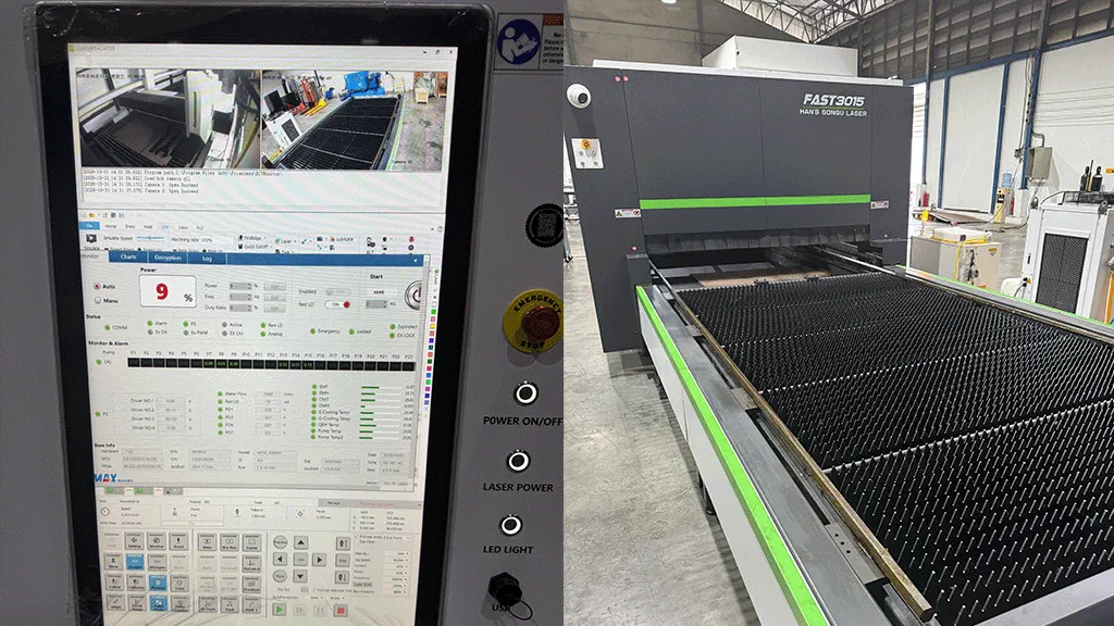 Photo of back view switch table system of fiber laser cutting machine