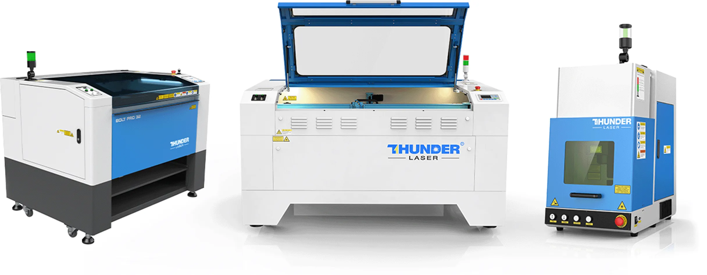 banner image featuring Thunder Laser BOLT, NOVA, and AUROA models