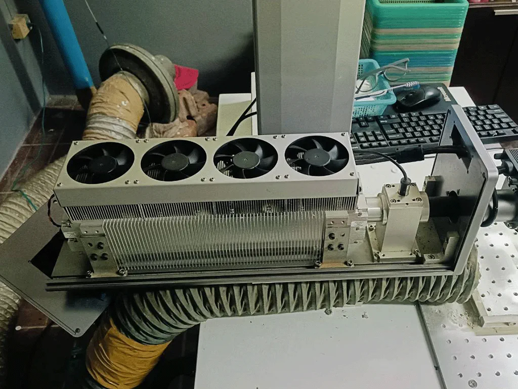 Photo of old RF laser tube inside laser marking machine